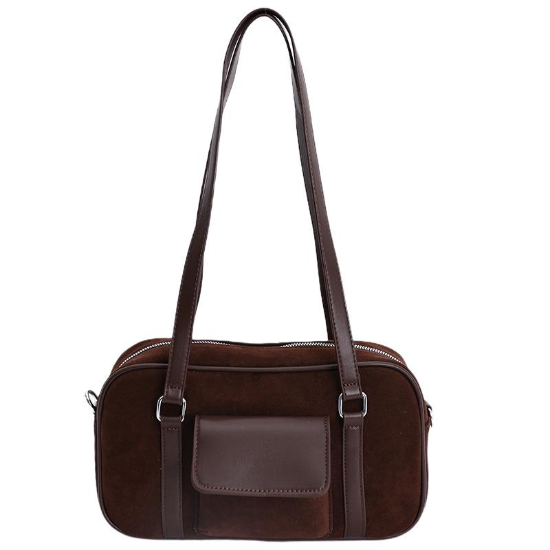 Autumn and winter suede fashion versatile bowling bag women's large-capacity single-room underarm handbag