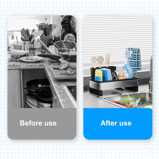 Stainless Steel Sponge Holder Sink Rack Large Capacity Rust-Resistant Self-Draining Multi-Functional Kitchen Storage Rack