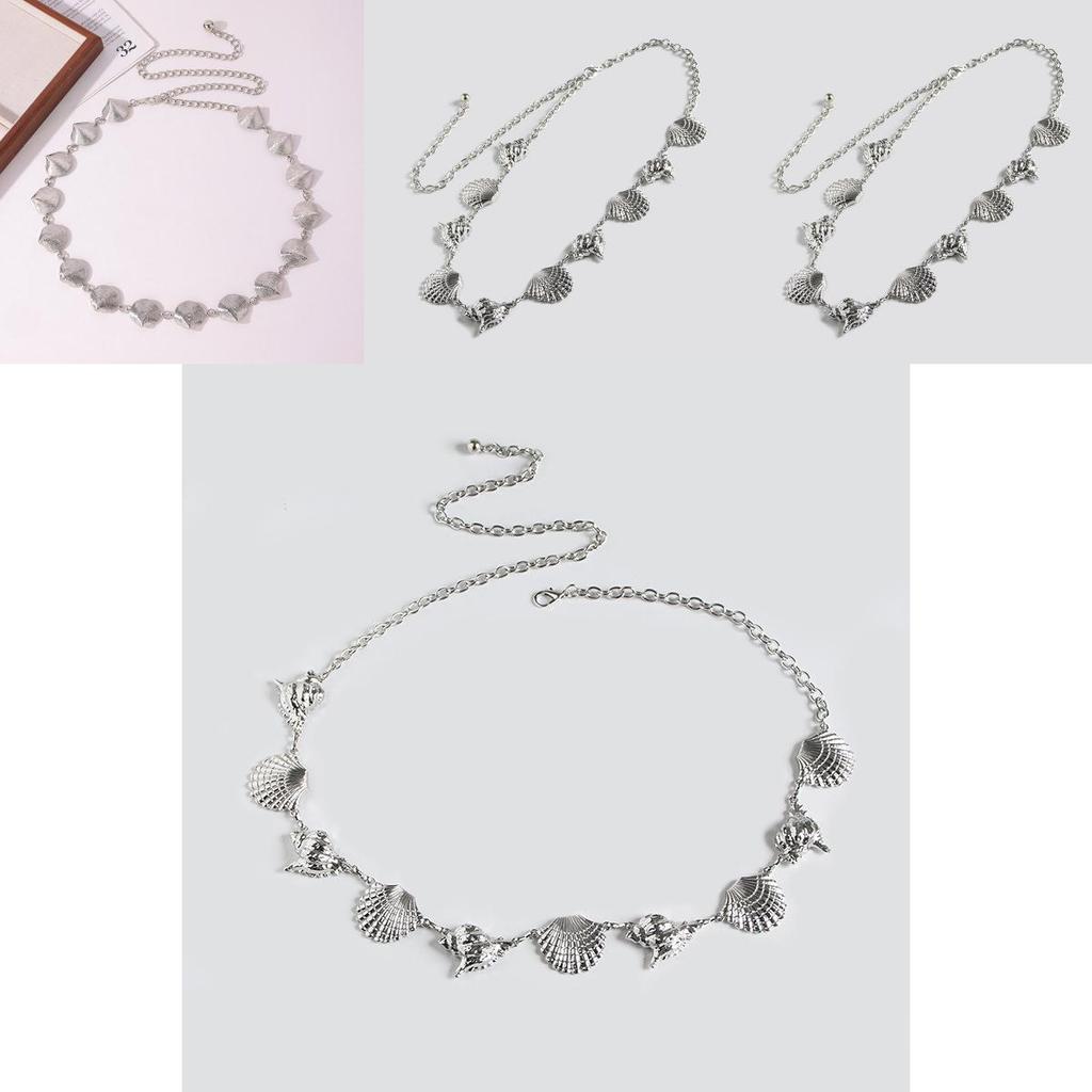 Vintage Style Metal Shell Waist Chain With Hook For Holiday Beach Outfit