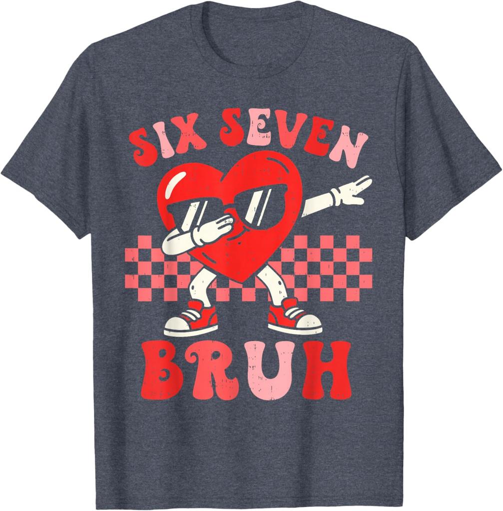 2026 New Six Seven Meme Cool Valentines Day TShirt Mens and Womens Pure Cotton TShirt Fashion Casual Couples Clothing