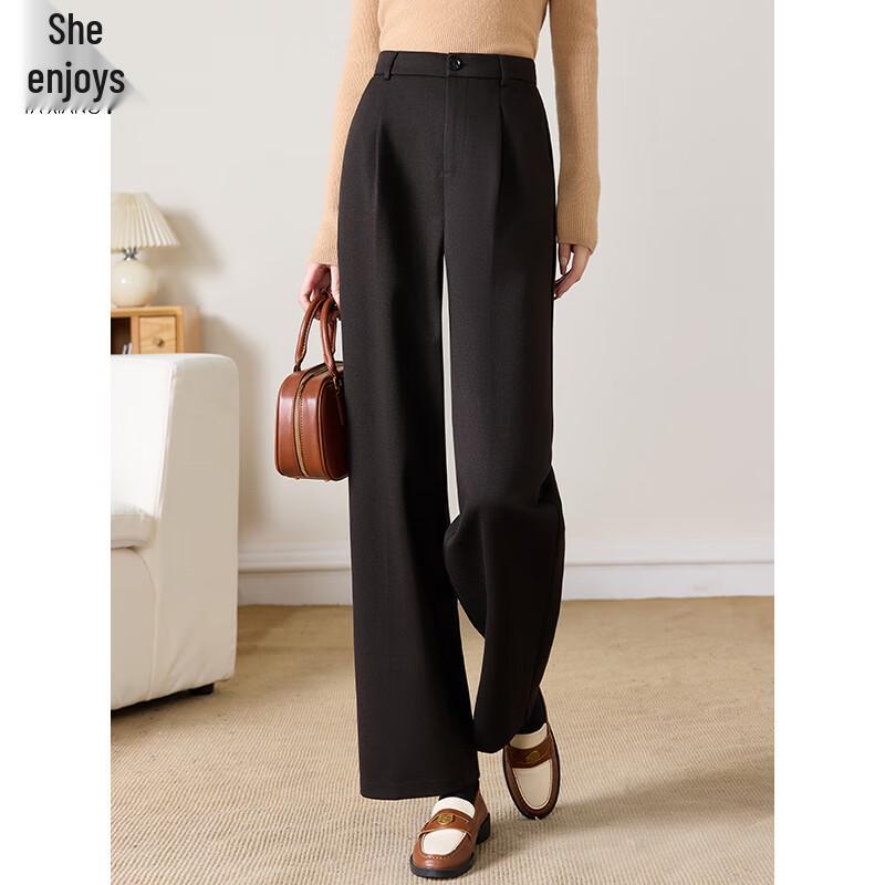 Women's High-Waist Wool Blend Straight Leg Pants