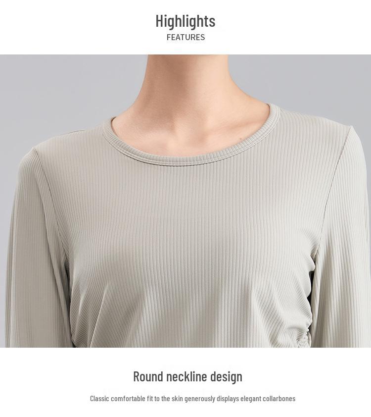 Women's Quick-Dry Long-Sleeve Slimming T-Shirt for Running, Yoga & Outdoor Activities.