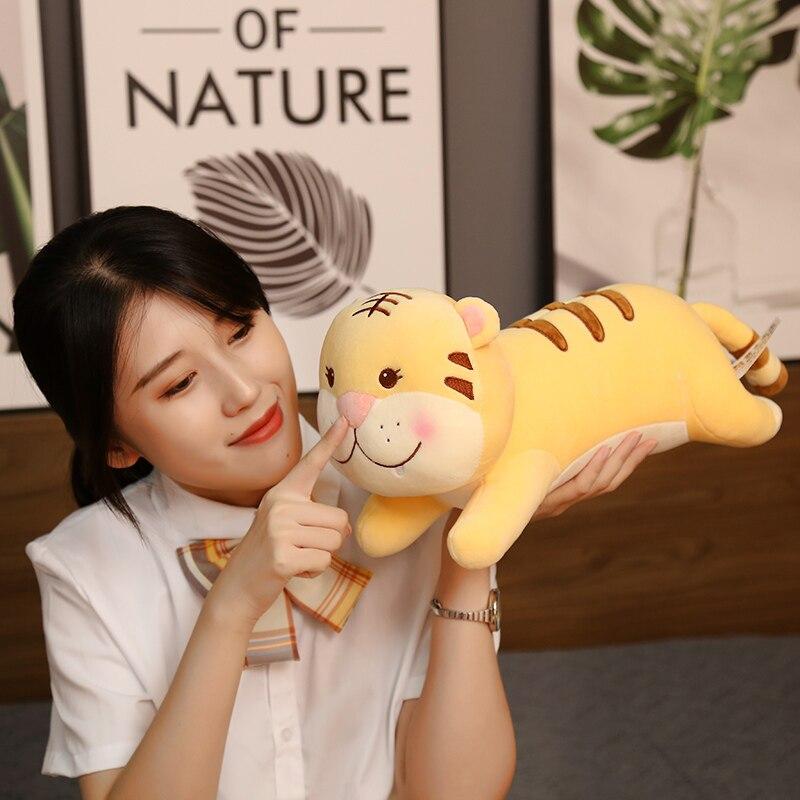 40 /60 /80cm Lovely Lying Tiger Plush Toys Stuffed Soft Animal Pillow Kawaii Dolls Nice Birthday Xmas Gift For Children Baby