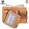 HUMERPAUL Men cowhide wallet Oxford cloth RFID anti-theft credit card bag coin purse with chain wallet with photo window