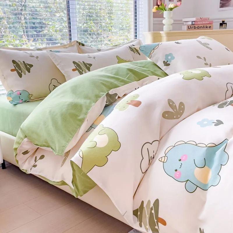 Thickened Ins-style 4-piece Bedding Set / 100% Pure Skin-friendly Cotton Single Duvet Cover,4-piece