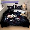 3pcs Gothic Portrait with Skull and Red Roses Bedding Set - Includes Quilt Cover and Pillowcases, Suitable for All Seasons, Machine Washable - Id