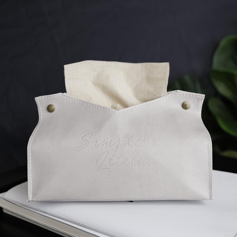 Simple leather tissue box Car pumping box Home bedroom Living room Creative tissue bag