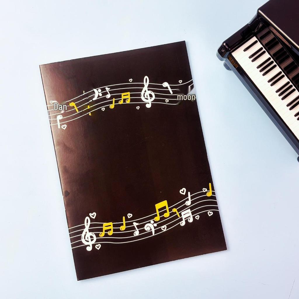 A5 Softcover Student Notebook with Music Pattern - Piano Notes & Creative Diary