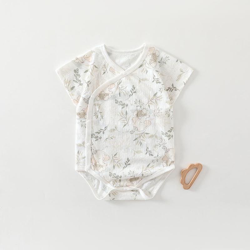Bamboo Fiber Baby Jacquard Short Sleeve Summer Bodysuit Romper