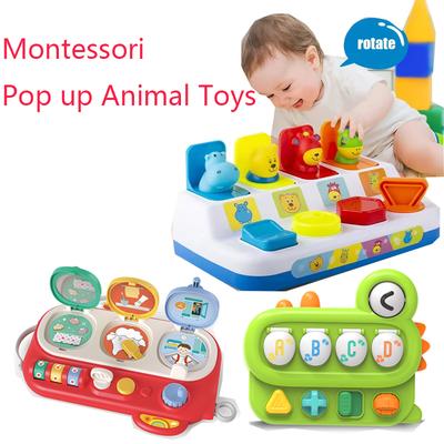 Baby Toys 6 To 12 Months Pop Up Animals Cause and Effect Toy Switch Box Baby Montessori Early Learning Development Sensory Toy