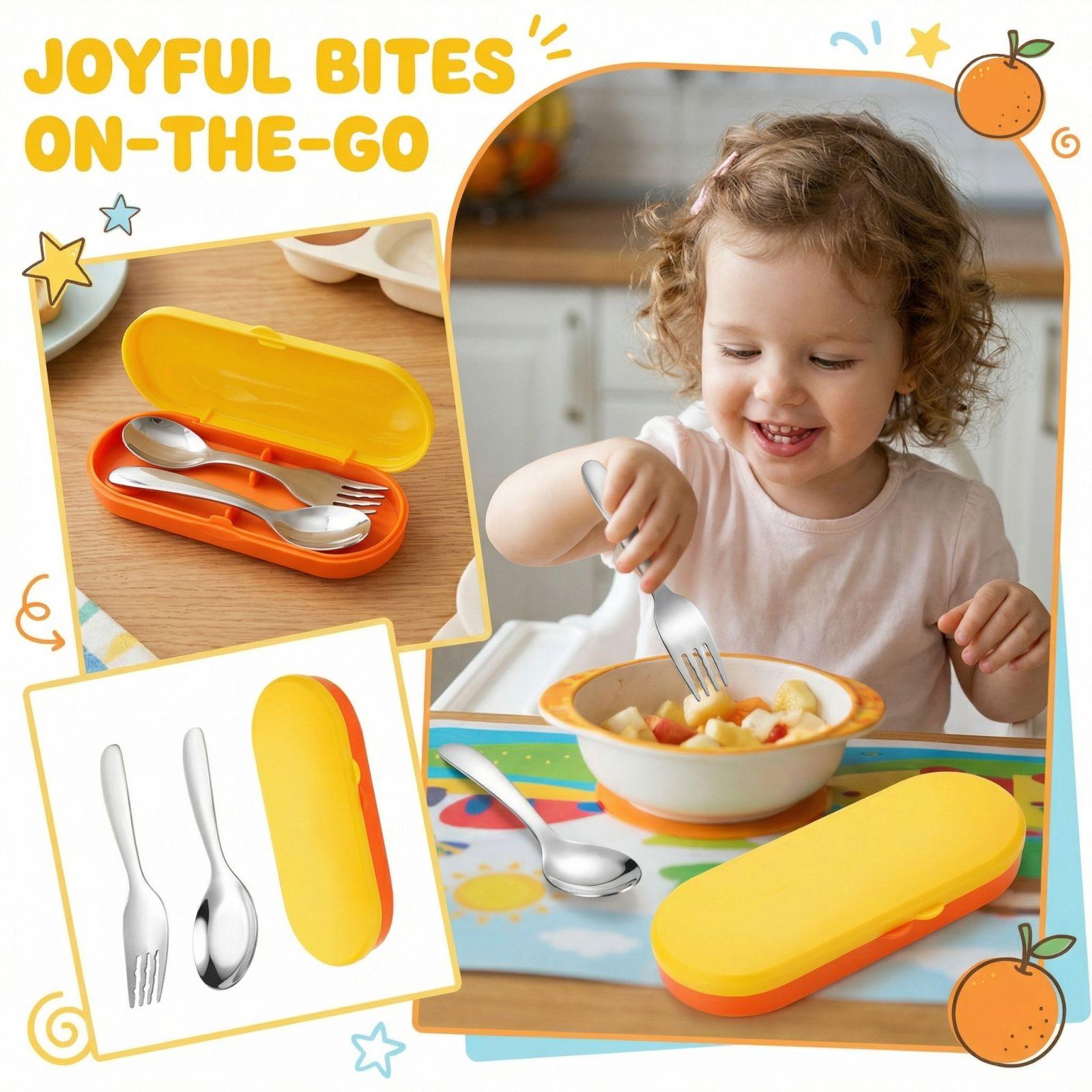 Stainless Steel Children s Spoon Fork Cutlery Portable Set One Size