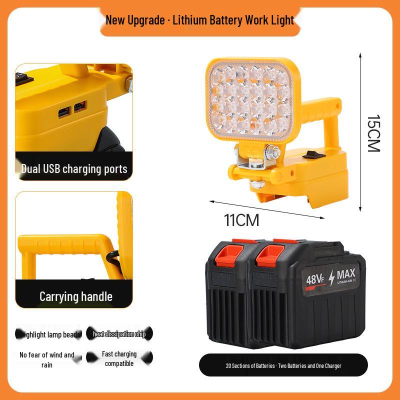 Portable Emergency Lithium Battery Floodlight for Camping, Construction, and Car Repairs