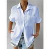 Open Front Shirt Patch Pocket Solid Casual Collar Insert Sleeve Women's Short Sleeve Shirt