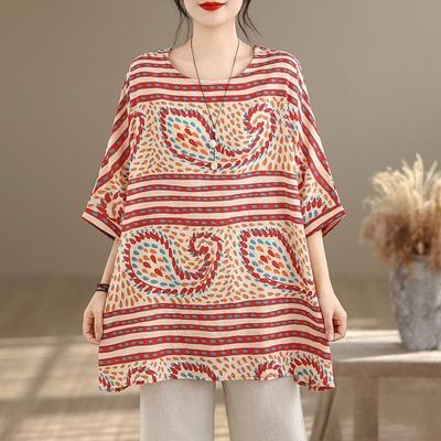 Short Sleeve Oversized Vintage Floral Casual Loose T Shirt Tops Women Summer T-shirt