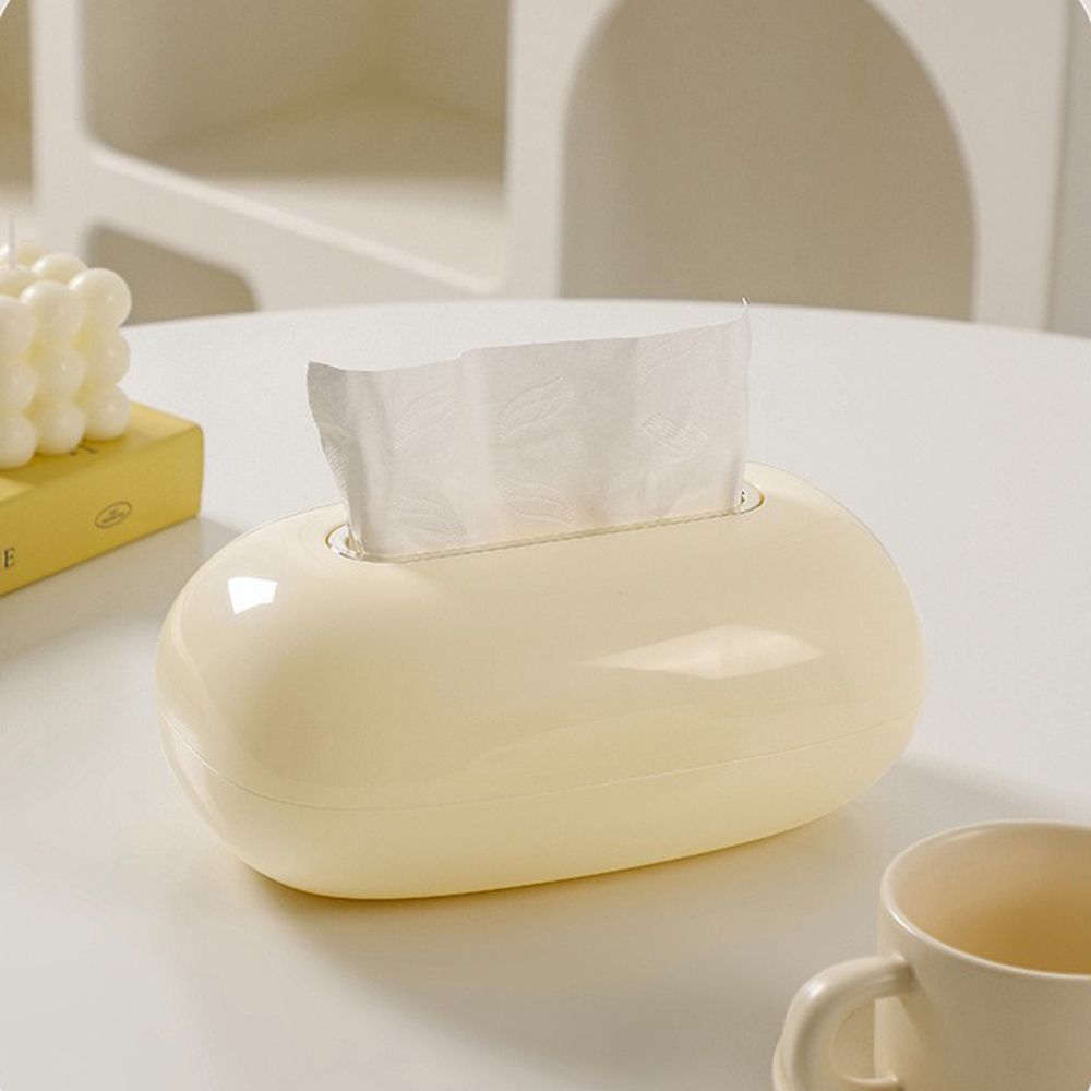 Creative Design Oval Tissue Box Ellipsoid Shape Large Opening Napkin Storage Case Smooth Non-slip Base Desktop Tissue Dispenser