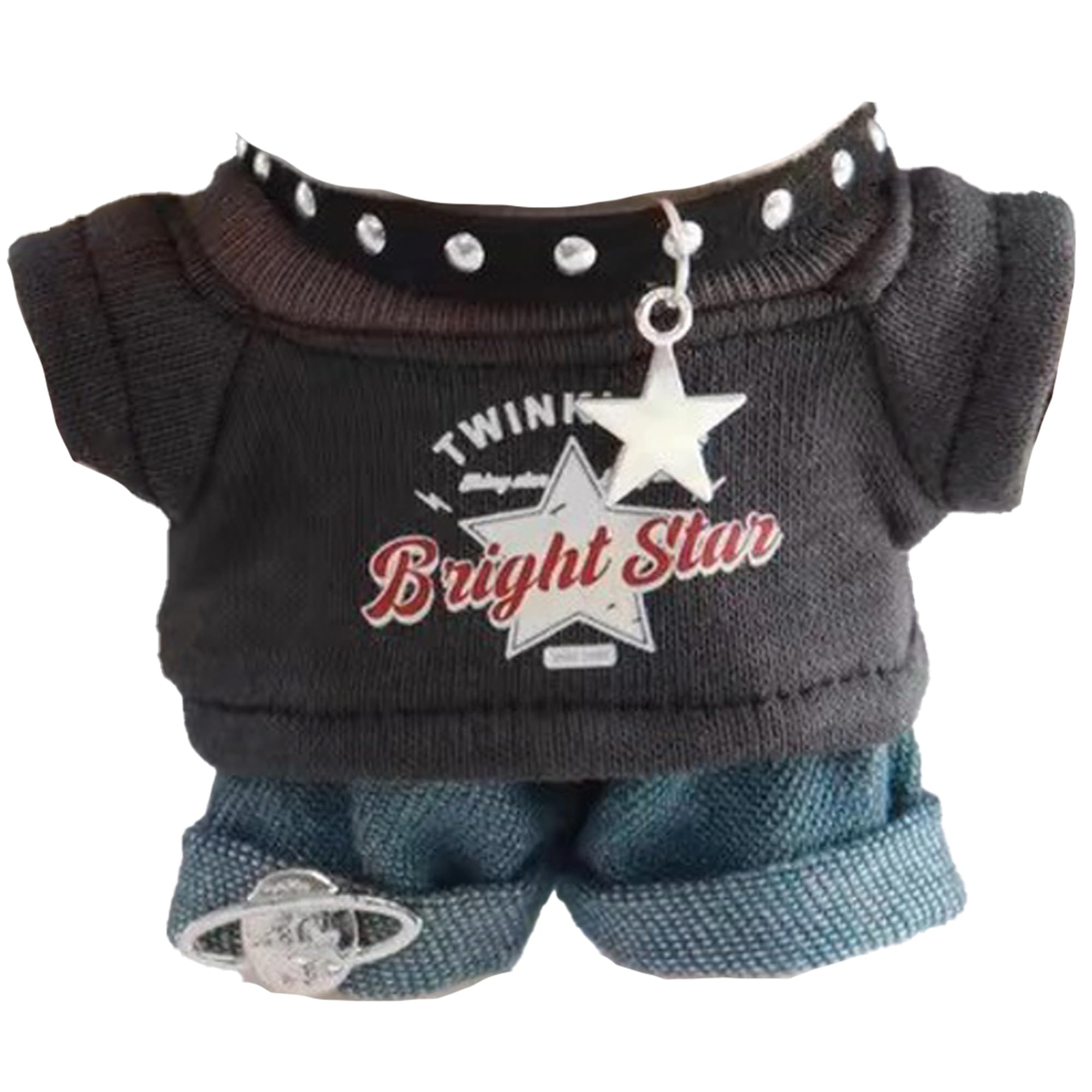 

Графический и Чокер Набор для 15см Куклы Плюшевый Kpopdoll Костюм Футболка, Джинсы, (черный) - Игрушка, Кигуруми, Аксессуары, Отаку, Кукла, Маскот, [Б/у]