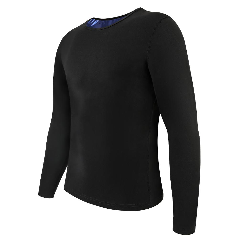 

Рубашка для сауны для мужчин, костюм для пота, компрессионный топ с длинным рукавом, рубашки для похудения и коррекции фигуры для тренировок, спорта S чёрный