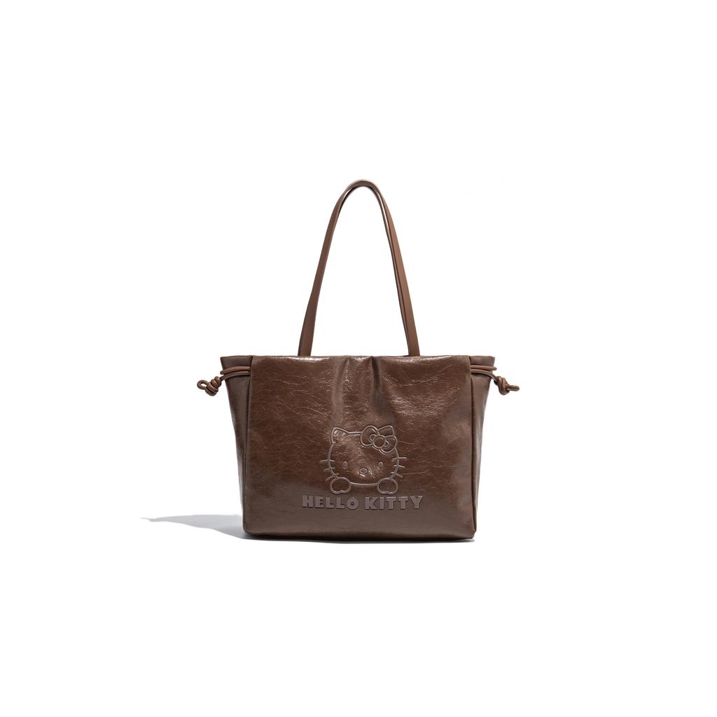 Ny Sanrio Hello Kitty PU Tote Bag, Shoppingveske, Skulderveske Dame Khaki/Svart/Mørk Kaffe SHHF41448