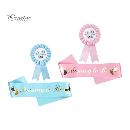 2Pcs Mommy To Be Sash Blue Pink Daddy To Be Badge Baby Shower Party Expectant Mother Father Costume Decoration Photo Prop Gender Reveals