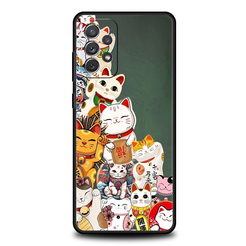 Phone Case for Samsung Galaxy A13 A15 A17 A07 A21S A22 A23 A25 A31 A73 A32 A52 A52S A41 5G Soft TPU Shell Animal Cat Tattoo Bags