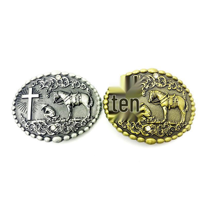 Men's Western Cowboy Zinc Alloy Belt Buckle with Rhinestone Embellishment