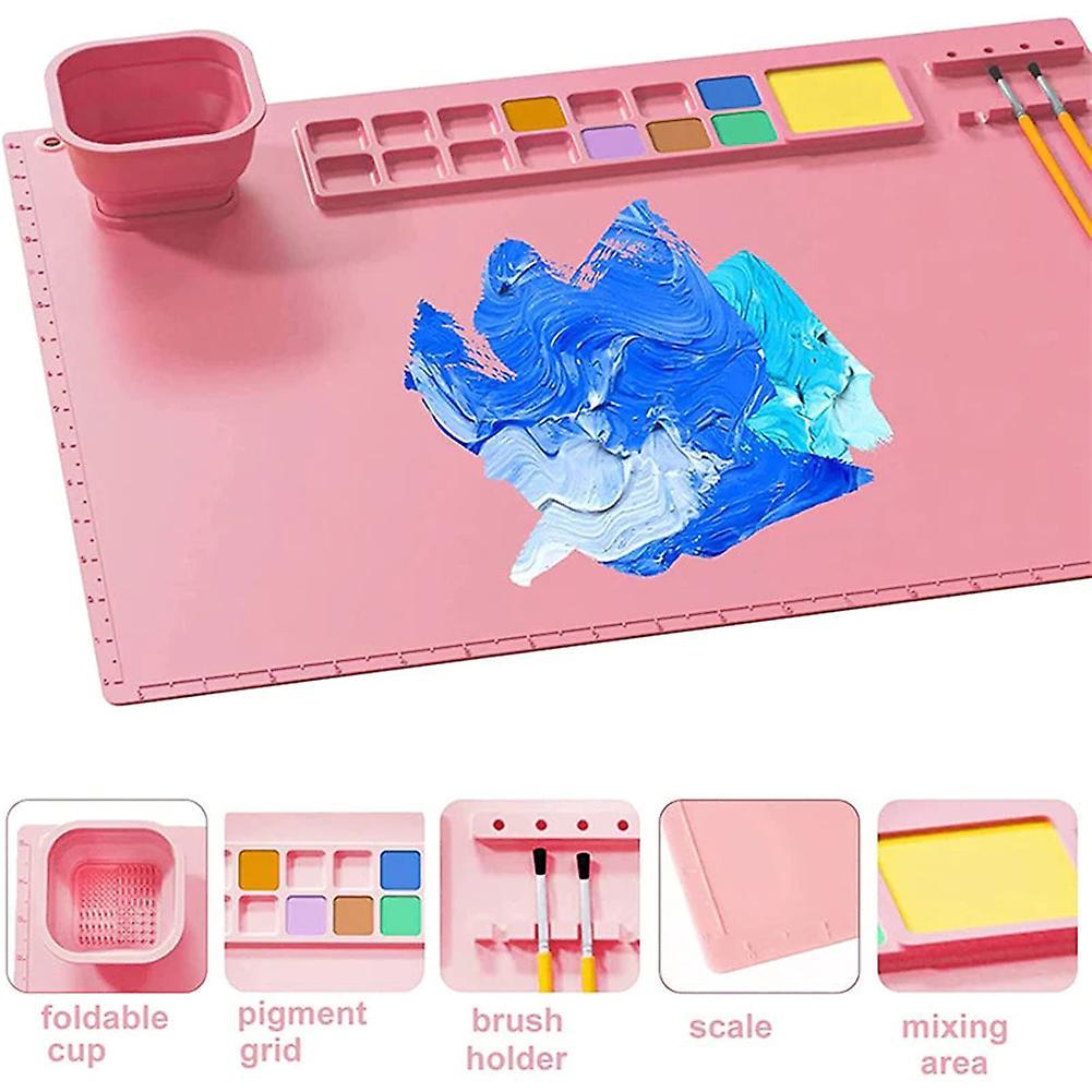 Children's Silicone Painting Mat Washable Doodles Oil Painting Mat with Cleaning Cup Birthday Gift