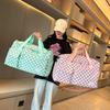 Fashion Large Capacity Checkerboard Pattern Duffle Handbag, Lightweight Travel Luggage Storage Bag, Portable Sports Fitness Bag