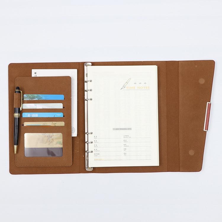 Business Notebook Imitation Leather PU Tri-Fold Loose-Leaf Notepad, Specification: A5