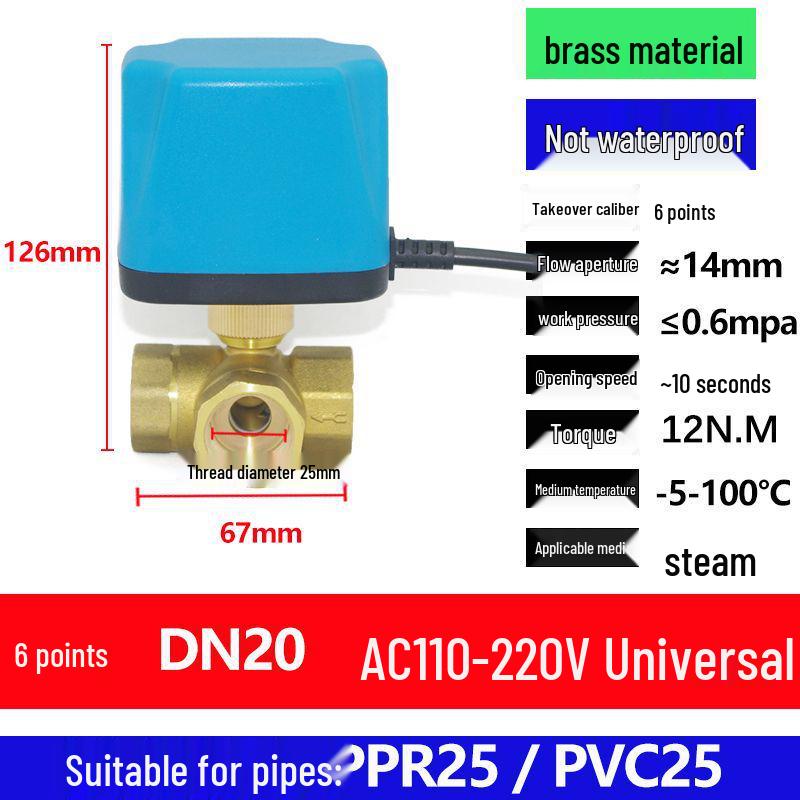 Solar Electromagnetic Temperature Control Ball Valve: ADC 12V/24V/220V, Two-Way/Three-Way, Normally Open/Closed.
