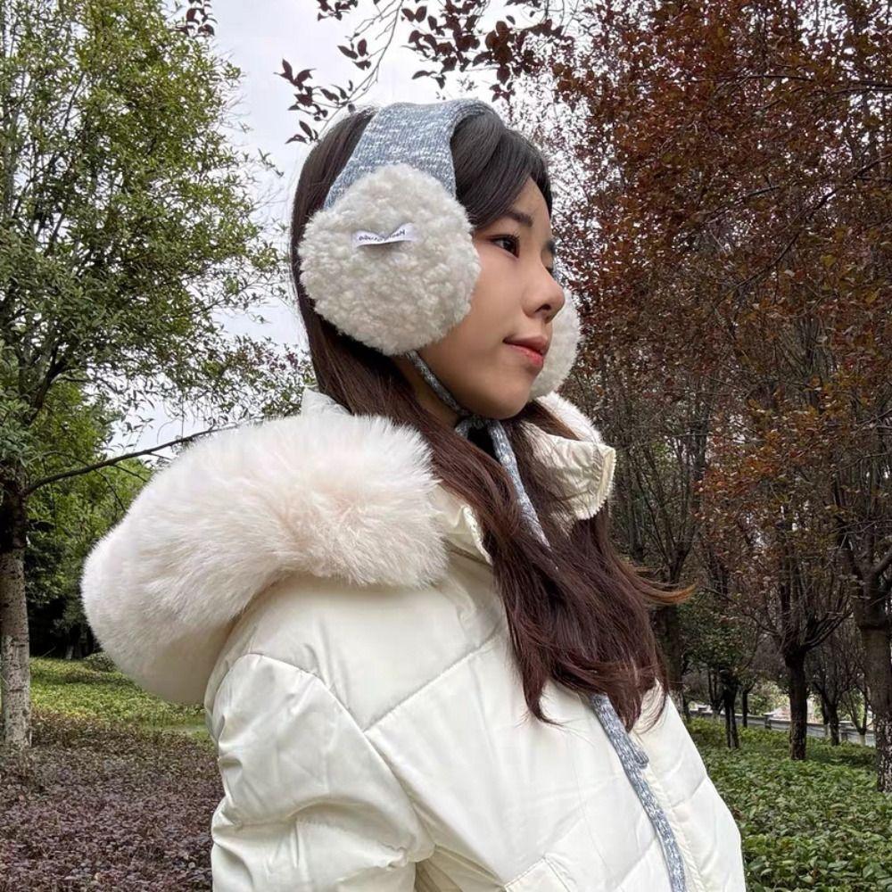 Thicken Knitted Earmuffs Windproof Ear Protection Strap Personality Wool Strappy Ear Muff Autumn