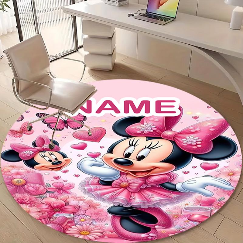 Personalized M-Minnie Round Chair Office Rug - Perfect for Mat, Office Chair & More - Ideal Gift for Birthdays and Holidays