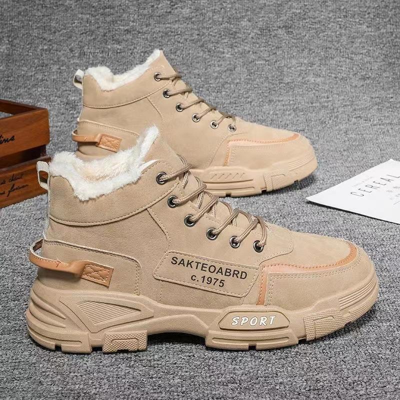 New winter thickened men's shoes high-top canvas labor insurance shoes winter velvet cotton shoes men's Martin boots
