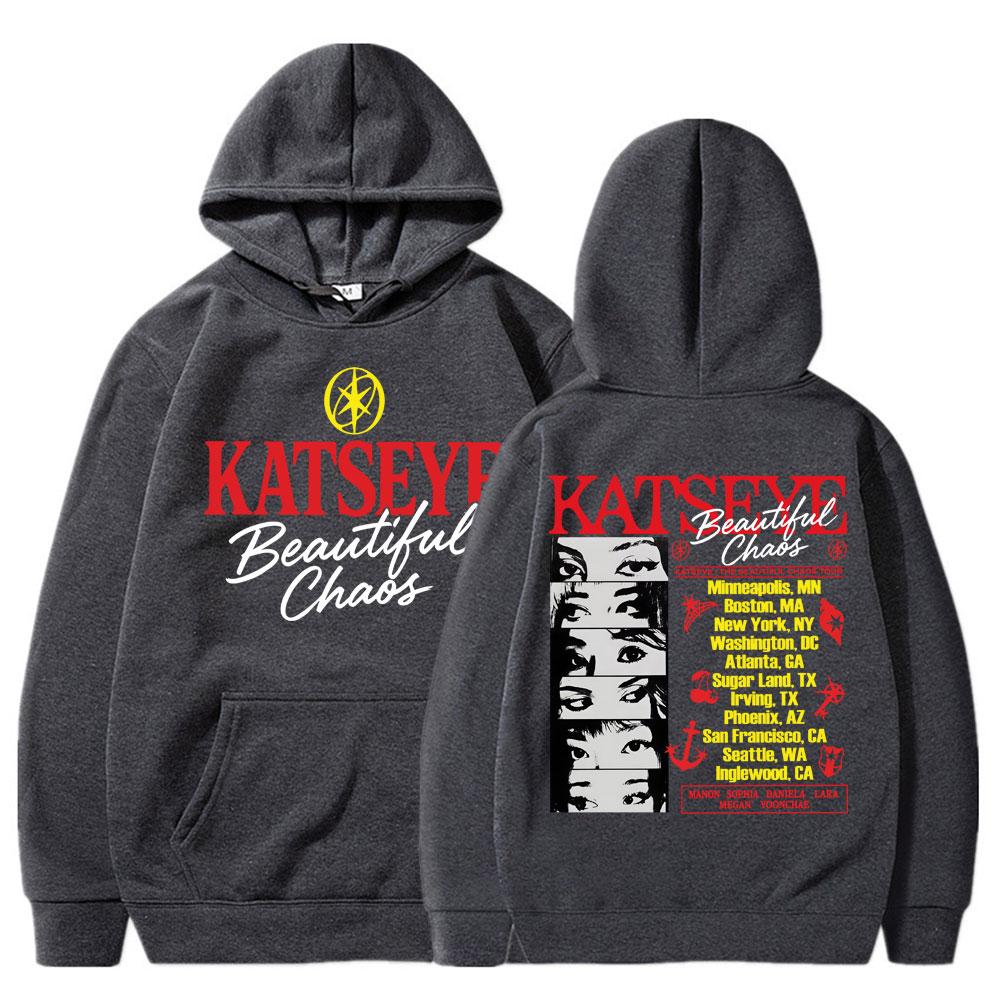 Kpop Katseye Beautiful Chaos Album Hoodie Fashion Hip Hop Vintage Harajuku Men Women Pullover Fleece Loose Sportwear Streetwear