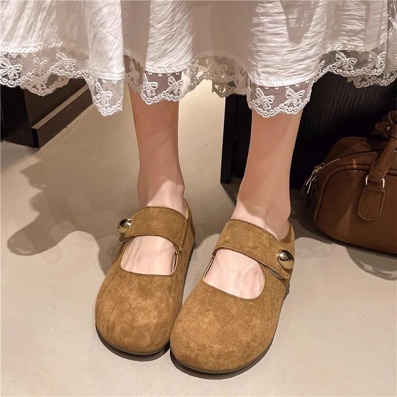 Spring fashion little golden beans Mary Jane pedal half a bag of height-increasing slippers Ou Ruofeng shoes