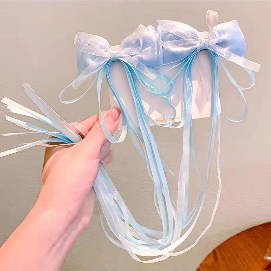Gradient Silk Yarn Bow Butterfly Hairpin for Kids – Fairytale Style