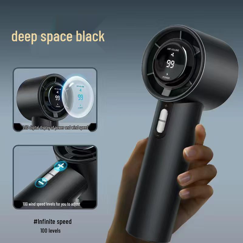 Southeast Asia 638 High-Speed Rechargeable Turbo Handheld Fan with Digital Display - 100-Speed.