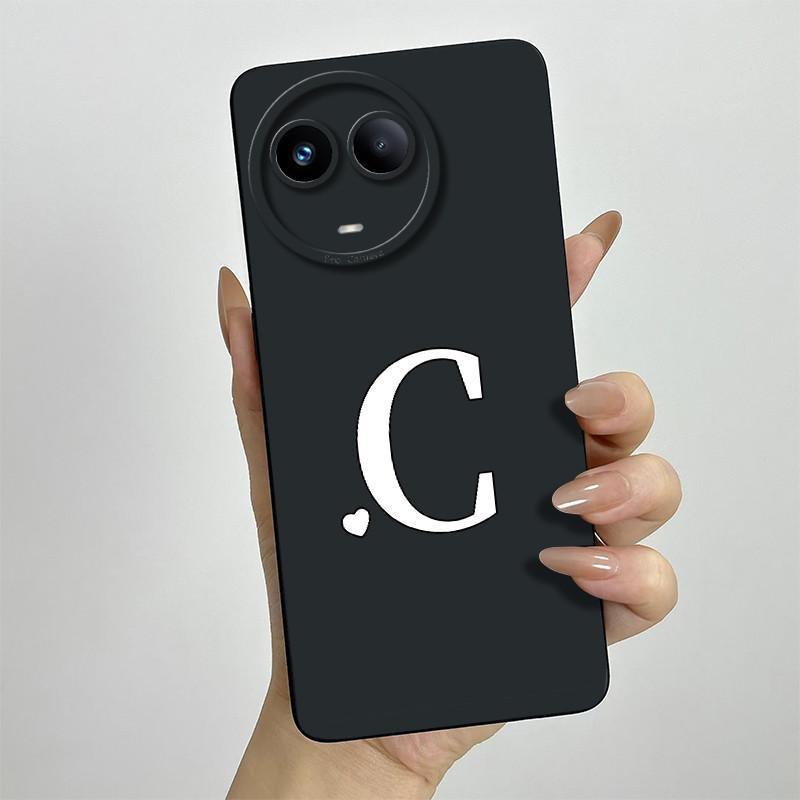 

For Realme 11 5G Case Realme 11X 5G Phone Case RMX3780 RMX3785 Cover Cute Initial Letters Square Silicone Shockproof Back Cover Realme 11x