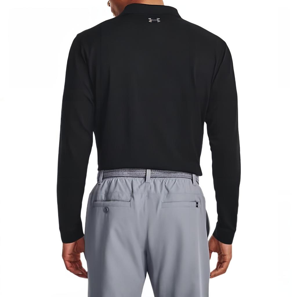 Under Armour Solid Fit Long Sleeve Polo Shirt Men tops Black 1379728-001