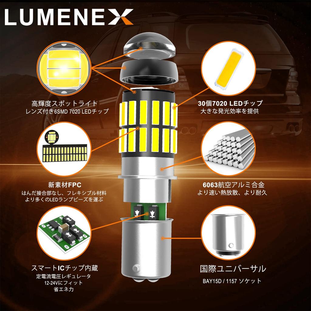LUMENEX S25 LED Single Back Lamp P21W 1157 S25 BAY15D G18 12-24V Car Turn