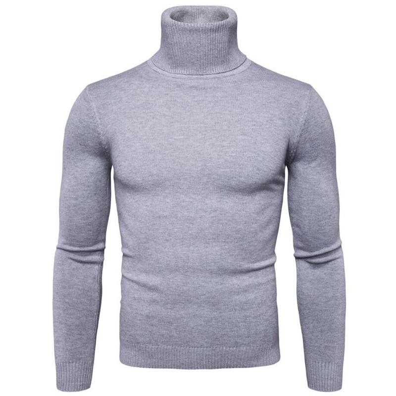 

Winter Turtleneck Men s Sweater Long Sleeve High Neck Sweaters XXXL світло-сірого кольору