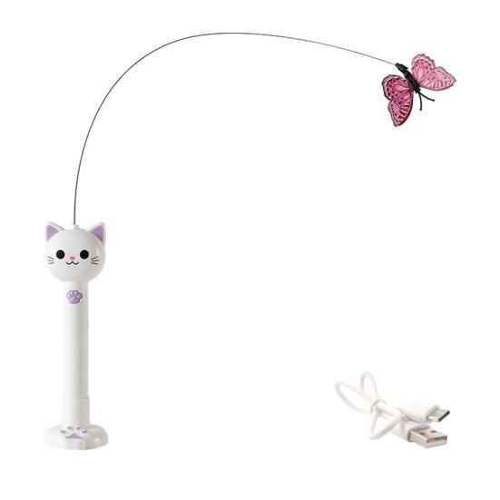 2-in-1 Interactive Cat Toy Cat Wand Toy with Fabric Butterfly Teaser