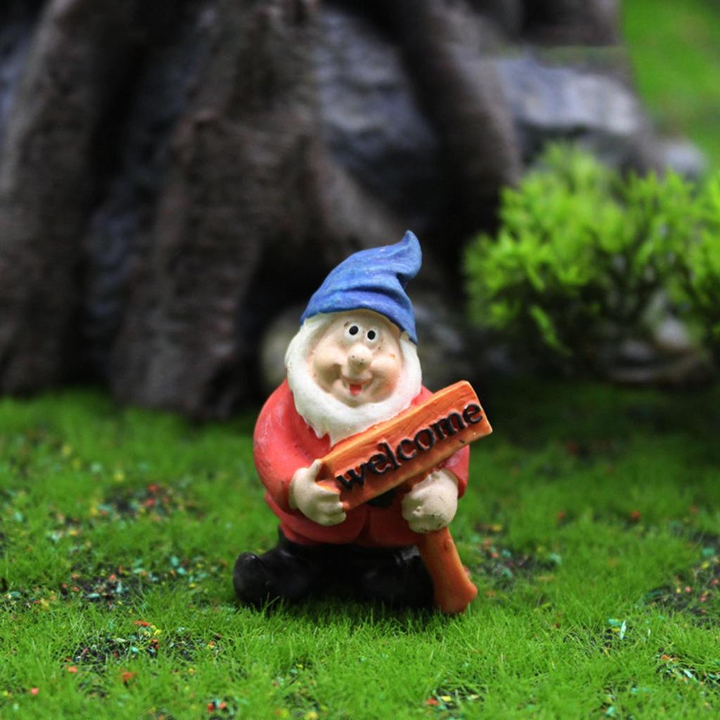 Small Gnomes Figurines 9 Pieces Resin Dwarf Figurine Fairy Garden Gnomes Sculpture For Indoor Outdoor Lawn Shelf Table Yard
