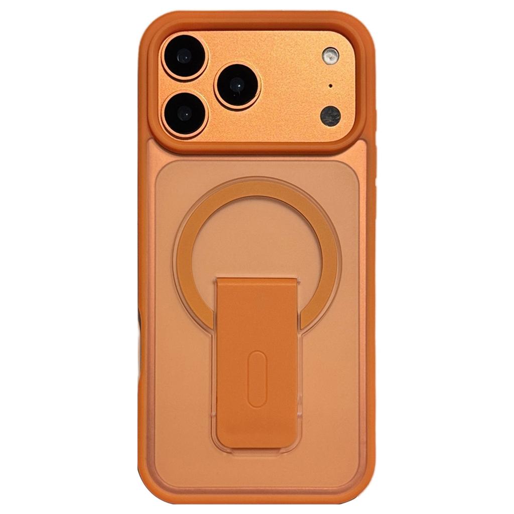 For iPhone 17 Pro Case Compatible with MagSafe Foldable Kickstand Skin Touch PC TPU Phone Cover