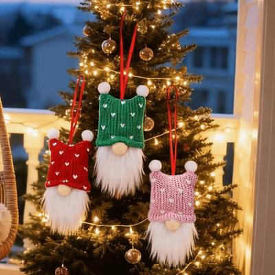 3/6Pcs Creative Christmas Decoration Pendant Handmade Gnomes Hanging Christmas Tree Pendants Faceless with Hanging Rope