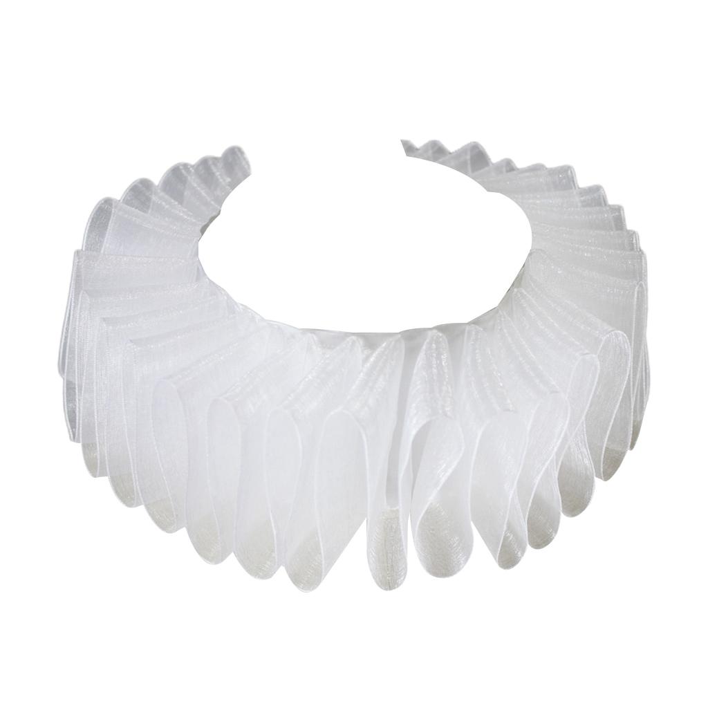 Gothic Costume Accessory White Ruffled Chiffon Detachable Collar Adjustable Ribbon For Multiple Outfits