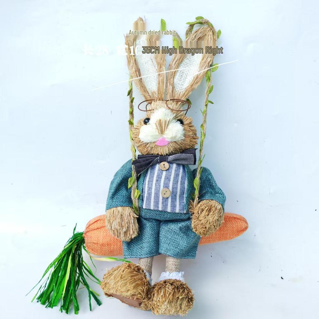 Handgefertigter Strohflecht-Kaninchenschmuck - Niedlicher Mori-Stil für Weihnachten & Ostern