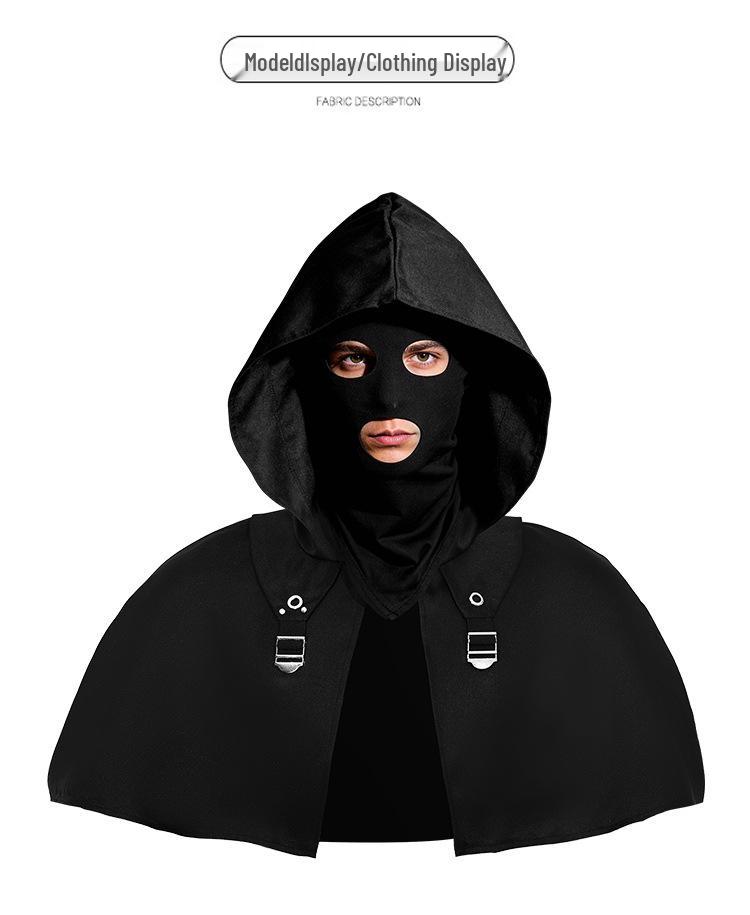 In Stock: Halloween Cosplay Medieval Hooded Cloak with Cyberpunk Hat