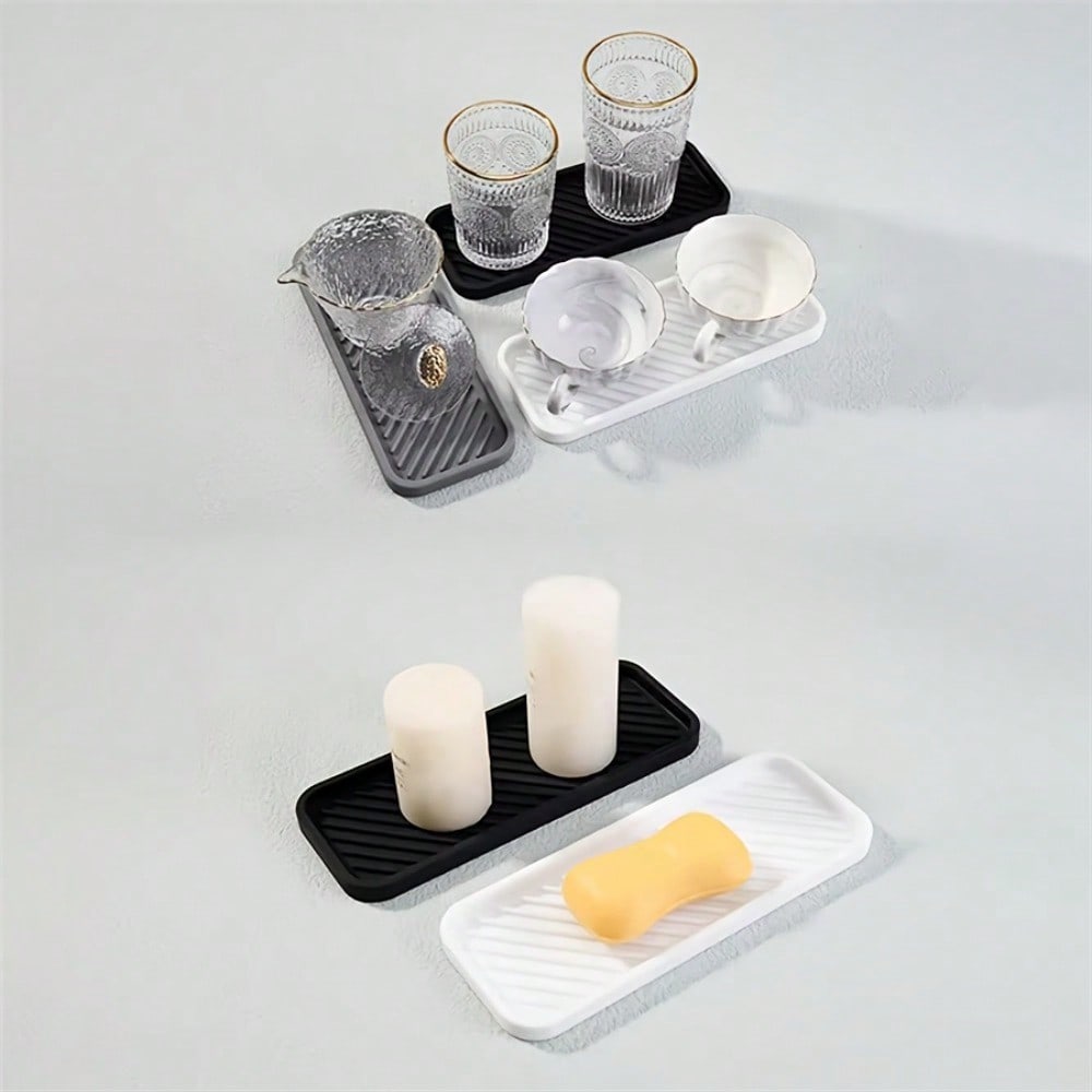 1pc Silicone Sink Splash Guard & Soap Holder - Multi-Functional Kitchen and Bathroom Accessory, Durable Plastic, Non-Toxic, Water-Resistant