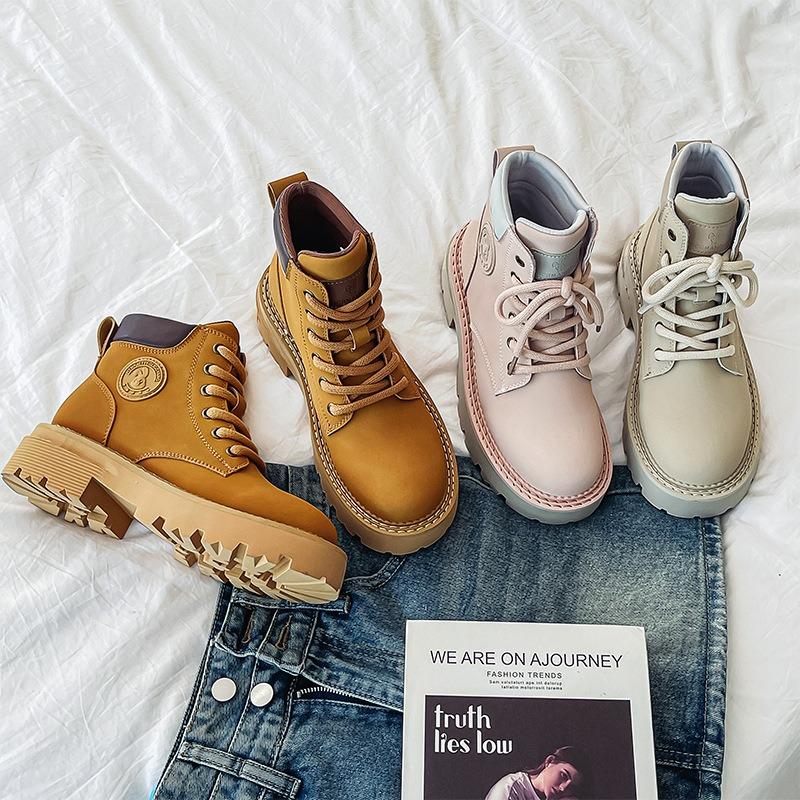 3070 Big Yellow Boots New Tooling Desert Short Boots Couple British Functional Bumblebee Thick-soled Heightening Martin Boots