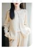 2025 Women's Round Neck Wool Shawl Cardigan: Hollow Out, Loose Fit, Versatile Long Sleeve Outerwear